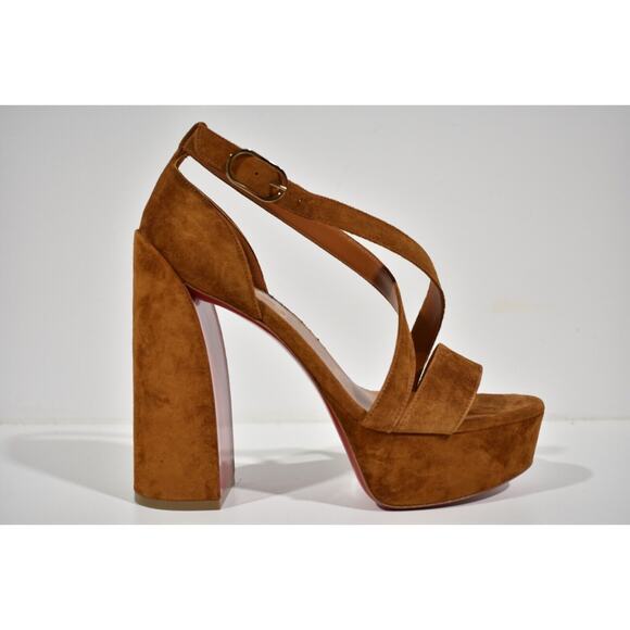 Christian Louboutin Movida Sandal 130 Foxy Brown Suede Platform Heel Pump 38 - Picture 2 of 11